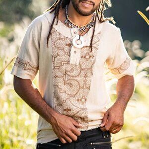 Mens AJJAYA WASKA Top Beige Brown Sacred